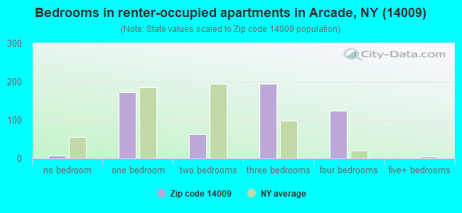 Bedrooms in renter-occupied apartments in Arcade, NY (14009) 