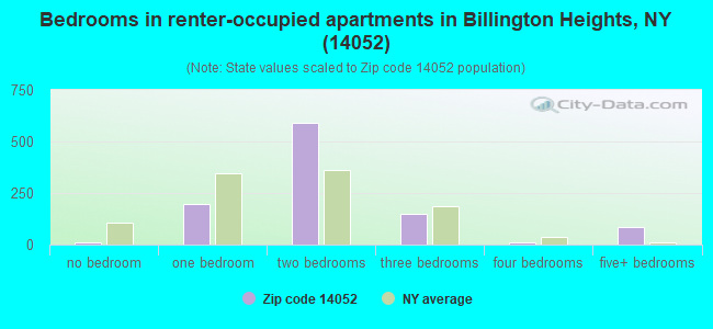 Bedrooms in renter-occupied apartments in Billington Heights, NY (14052) 