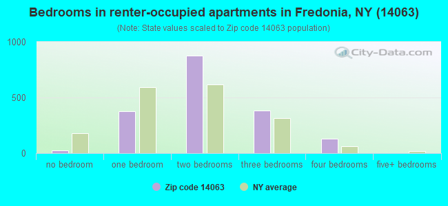 Bedrooms in renter-occupied apartments in Fredonia, NY (14063) 