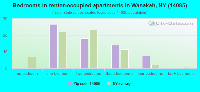 Bedrooms in renter-occupied apartments in Wanakah, NY (14085) 