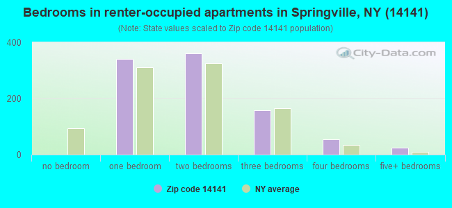 Bedrooms in renter-occupied apartments in Springville, NY (14141) 