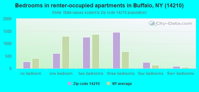 Bedrooms in renter-occupied apartments in Buffalo, NY (14210) 