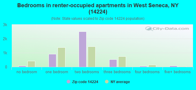 Bedrooms in renter-occupied apartments in West Seneca, NY (14224) 