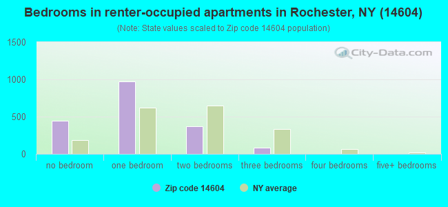 Bedrooms in renter-occupied apartments in Rochester, NY (14604) 