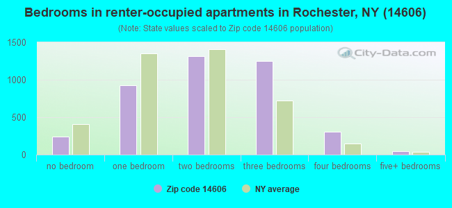 Bedrooms in renter-occupied apartments in Rochester, NY (14606) 
