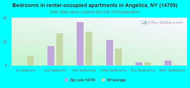 Bedrooms in renter-occupied apartments in Angelica, NY (14709) 
