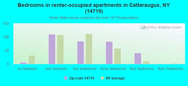 Bedrooms in renter-occupied apartments in Cattaraugus, NY (14719) 