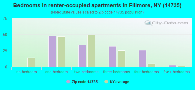 Bedrooms in renter-occupied apartments in Fillmore, NY (14735) 