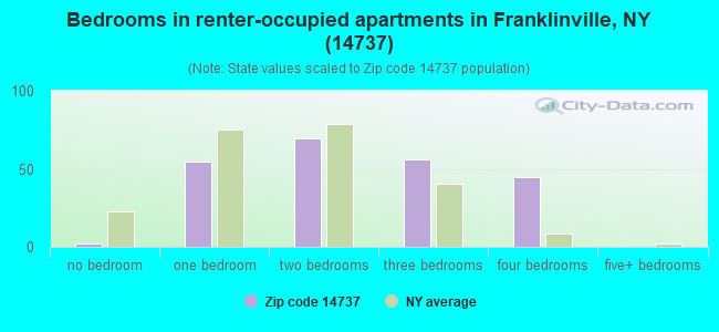 Bedrooms in renter-occupied apartments in Franklinville, NY (14737) 