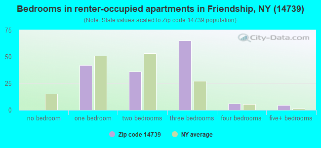 Bedrooms in renter-occupied apartments in Friendship, NY (14739) 