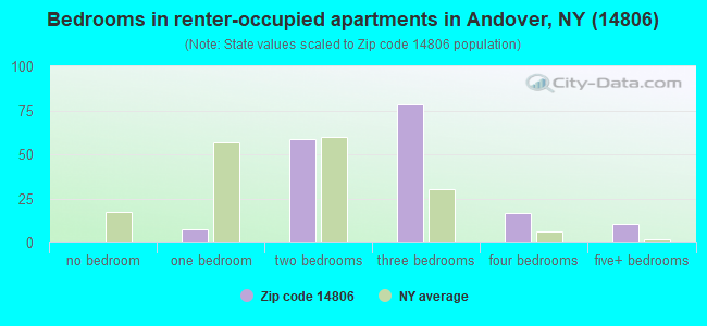 Bedrooms in renter-occupied apartments in Andover, NY (14806) 