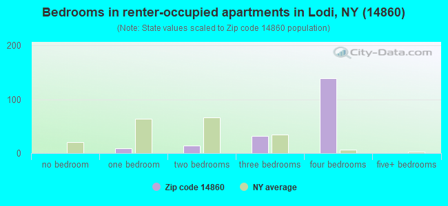 Bedrooms in renter-occupied apartments in Lodi, NY (14860) 