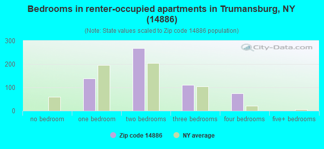 Bedrooms in renter-occupied apartments in Trumansburg, NY (14886) 