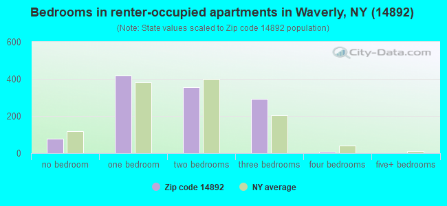 Bedrooms in renter-occupied apartments in Waverly, NY (14892) 