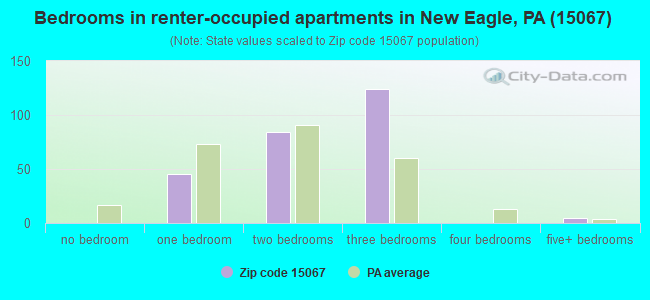 Bedrooms in renter-occupied apartments in New Eagle, PA (15067) 