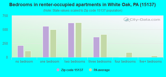 Bedrooms in renter-occupied apartments in White Oak, PA (15137) 