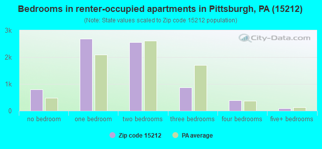Bedrooms in renter-occupied apartments in Pittsburgh, PA (15212) 