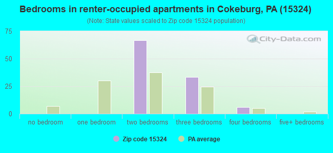 Bedrooms in renter-occupied apartments in Cokeburg, PA (15324) 