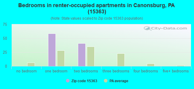 Bedrooms in renter-occupied apartments in Canonsburg, PA (15363) 