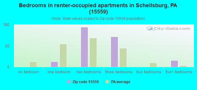 Bedrooms in renter-occupied apartments in Schellsburg, PA (15559) 