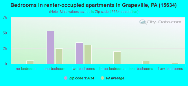 Bedrooms in renter-occupied apartments in Grapeville, PA (15634) 