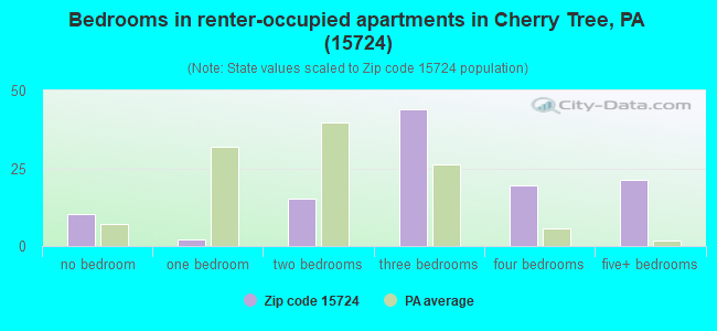 Bedrooms in renter-occupied apartments in Cherry Tree, PA (15724) 