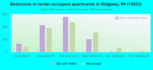 Bedrooms in renter-occupied apartments in Ridgway, PA (15853) 