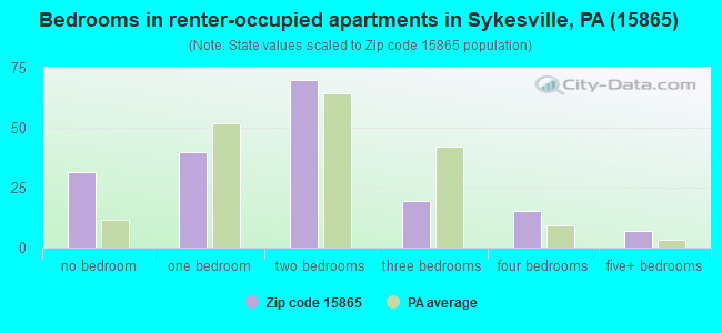 Bedrooms in renter-occupied apartments in Sykesville, PA (15865) 