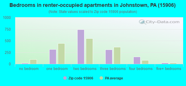 Bedrooms in renter-occupied apartments in Johnstown, PA (15906) 