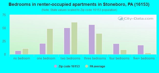 Bedrooms in renter-occupied apartments in Stoneboro, PA (16153) 