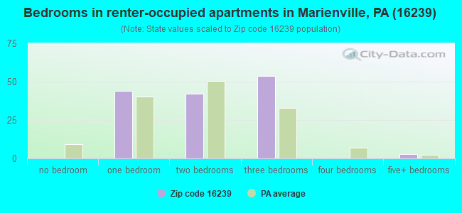 Bedrooms in renter-occupied apartments in Marienville, PA (16239) 