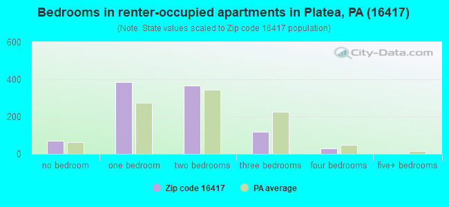 Bedrooms in renter-occupied apartments in Platea, PA (16417) 