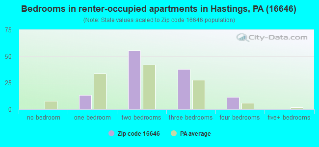 Bedrooms in renter-occupied apartments in Hastings, PA (16646) 