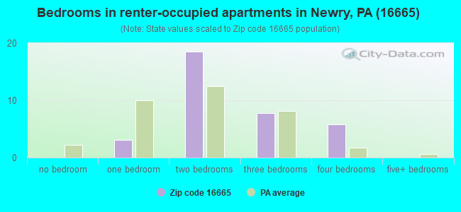 Bedrooms in renter-occupied apartments in Newry, PA (16665) 