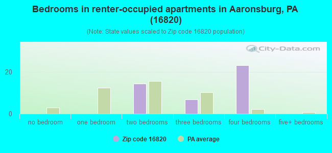 Bedrooms in renter-occupied apartments in Aaronsburg, PA (16820) 