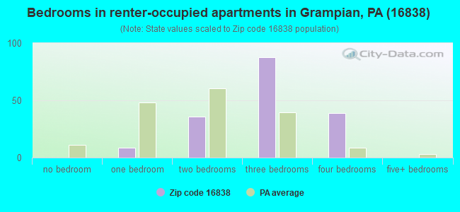 Bedrooms in renter-occupied apartments in Grampian, PA (16838) 