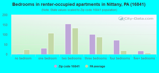 Bedrooms in renter-occupied apartments in Nittany, PA (16841) 