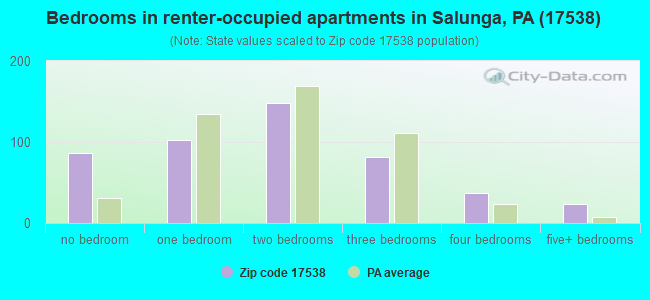 Bedrooms in renter-occupied apartments in Salunga, PA (17538) 