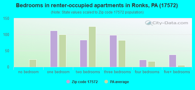 Bedrooms in renter-occupied apartments in Ronks, PA (17572) 