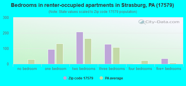 Bedrooms in renter-occupied apartments in Strasburg, PA (17579) 