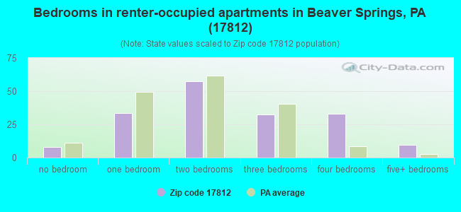 Bedrooms in renter-occupied apartments in Beaver Springs, PA (17812) 