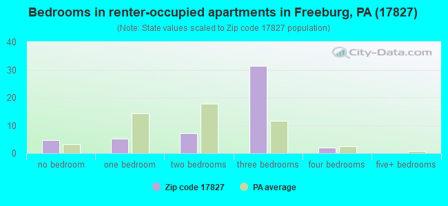 Bedrooms in renter-occupied apartments in Freeburg, PA (17827) 