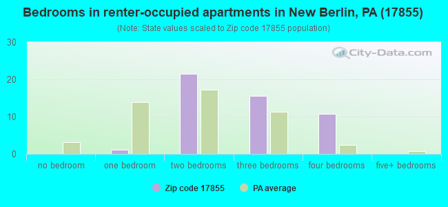Bedrooms in renter-occupied apartments in New Berlin, PA (17855) 