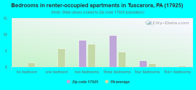Bedrooms in renter-occupied apartments in Tuscarora, PA (17925) 