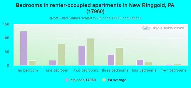 Bedrooms in renter-occupied apartments in New Ringgold, PA (17960) 