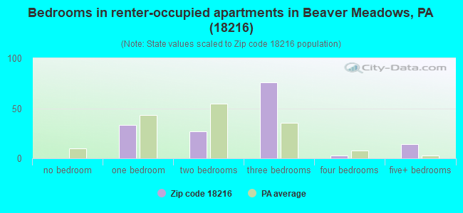 Bedrooms in renter-occupied apartments in Beaver Meadows, PA (18216) 