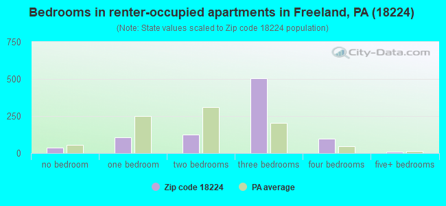 Bedrooms in renter-occupied apartments in Freeland, PA (18224) 