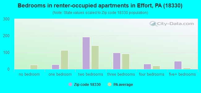 Bedrooms in renter-occupied apartments in Effort, PA (18330) 