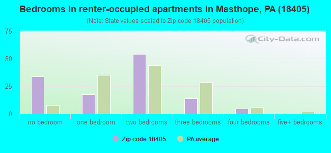 Bedrooms in renter-occupied apartments in Masthope, PA (18405) 