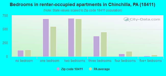 Bedrooms in renter-occupied apartments in Chinchilla, PA (18411) 
